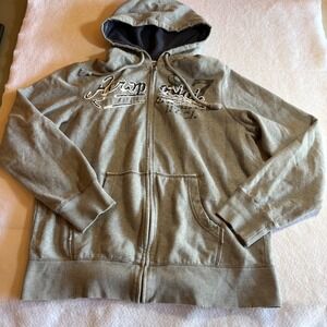 Y2K Aeropostale Full Zip Hoodie Mens L Gray Long Sleeve Casual Preppy